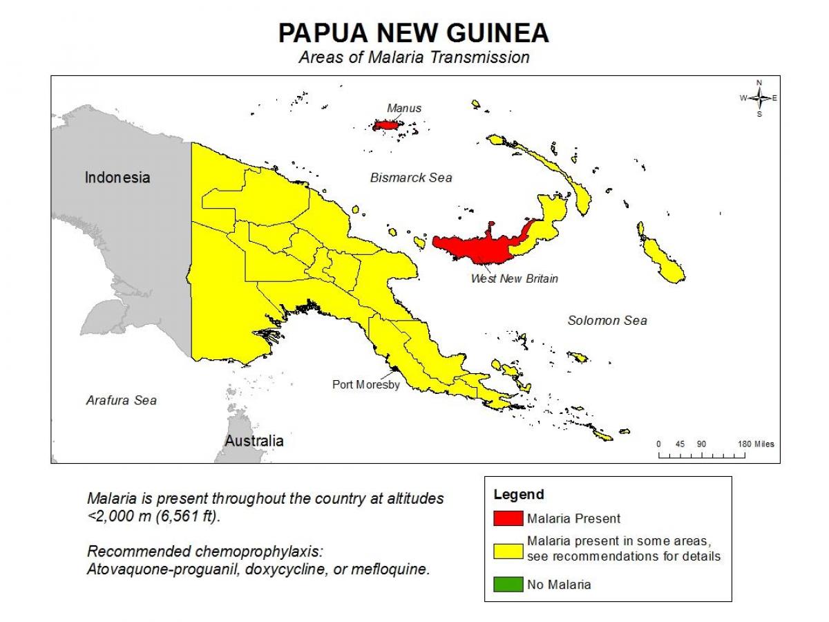 peta papua new guinea malaria