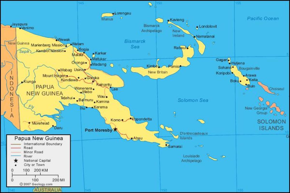 peta papua new guinea dan negara-negara sekitarnya